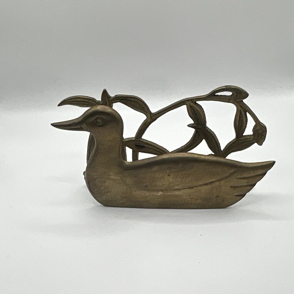 Vintage Brass Duck Napkin Holder